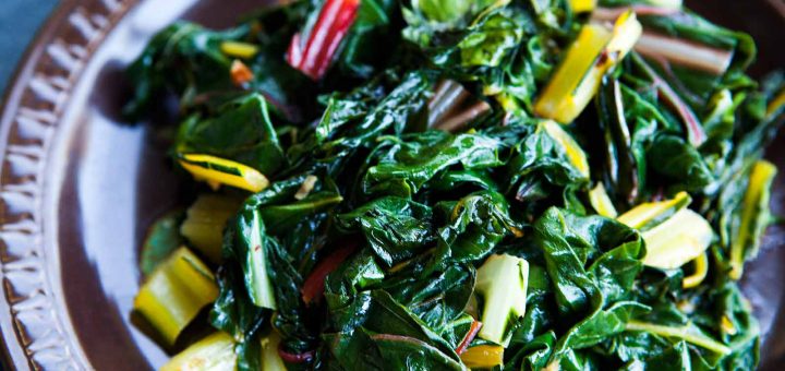 Wilted Swiss Chard with Garlic, Lemon & Parmesan