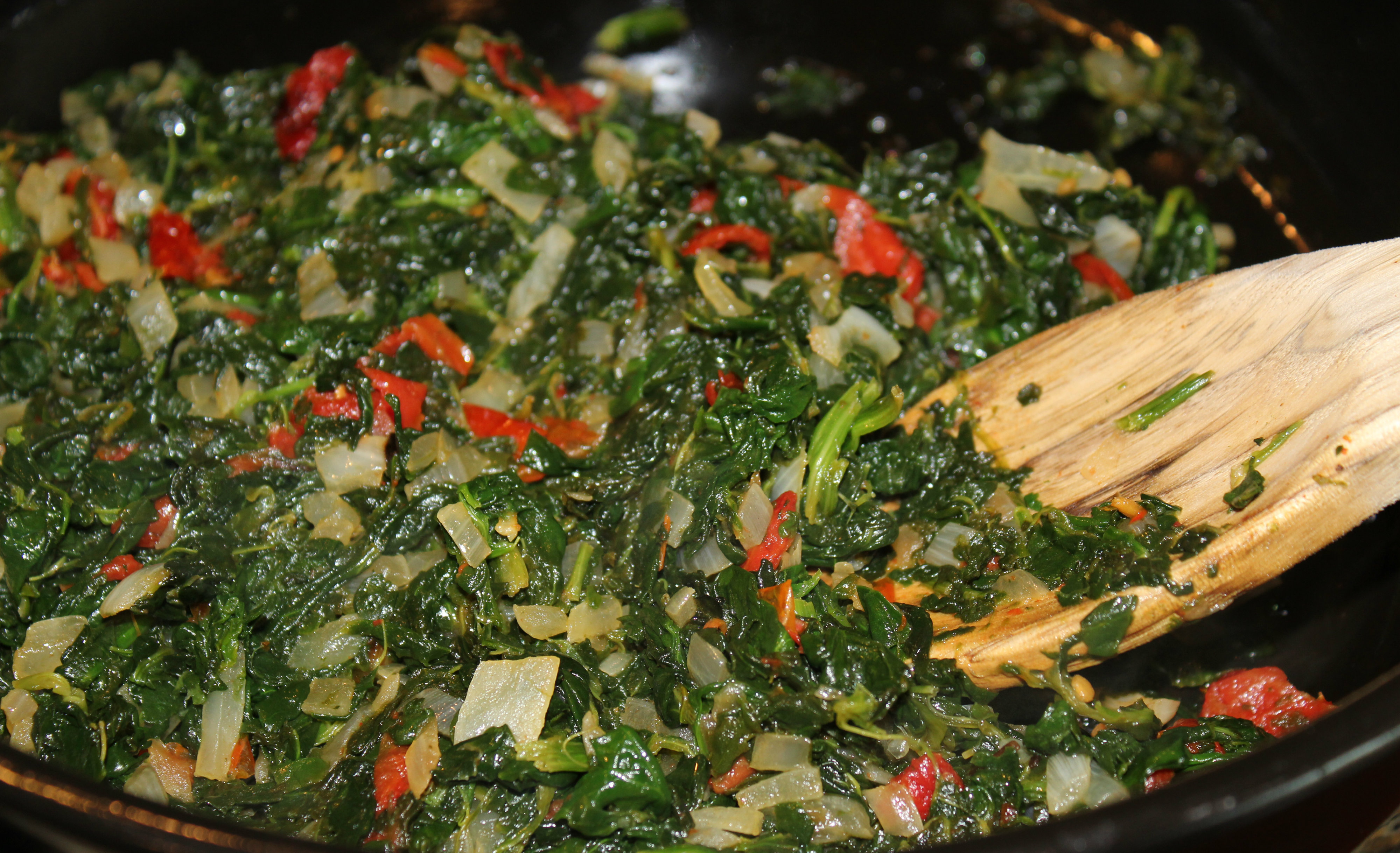 Spinach with Sun Dried Tomatoes