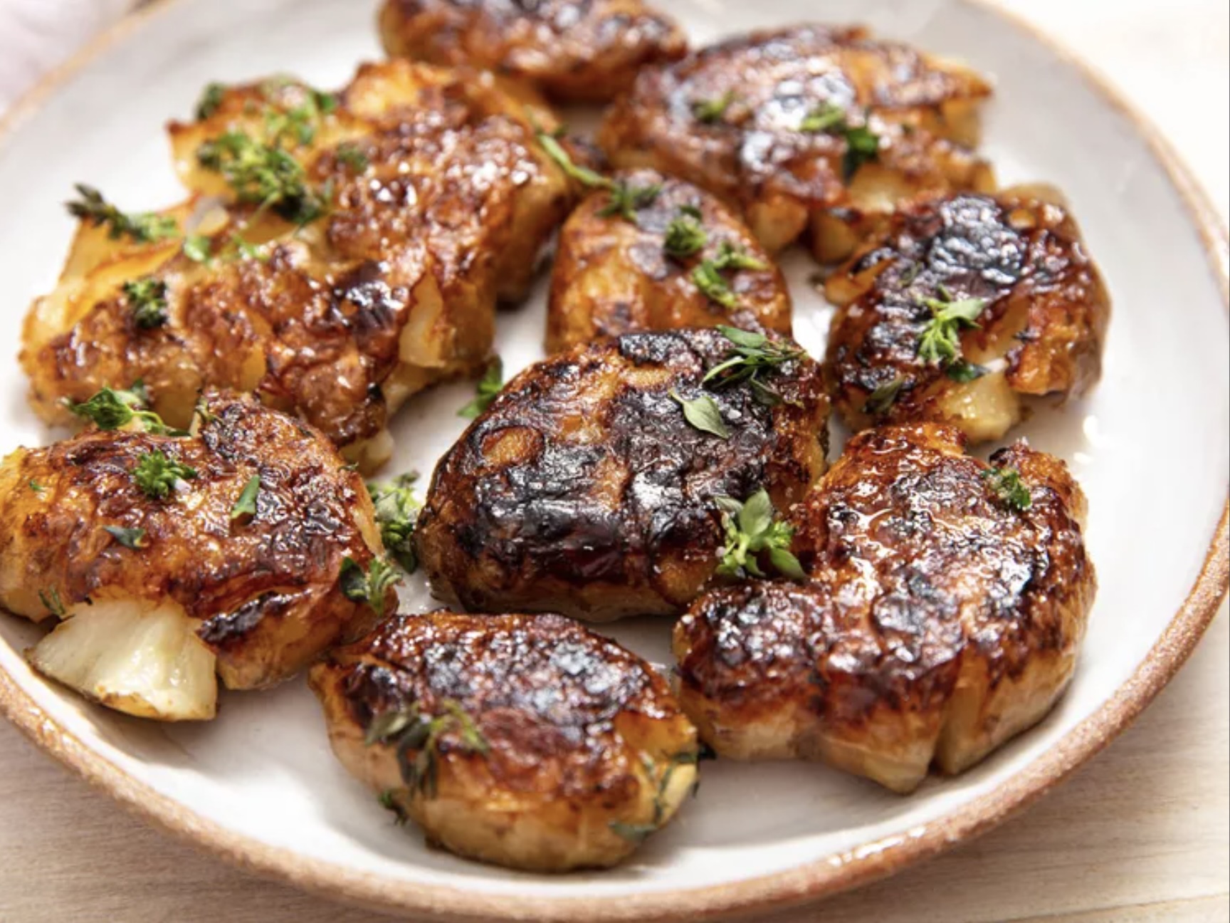 Smashed Sunchokes with Thyme Butter
