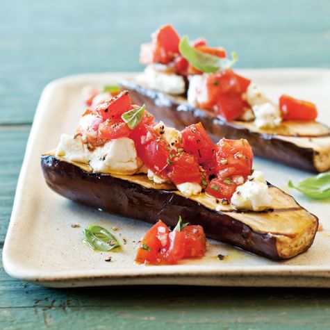 Grilled Eggplant, Tomatoes, and Goat Cheese