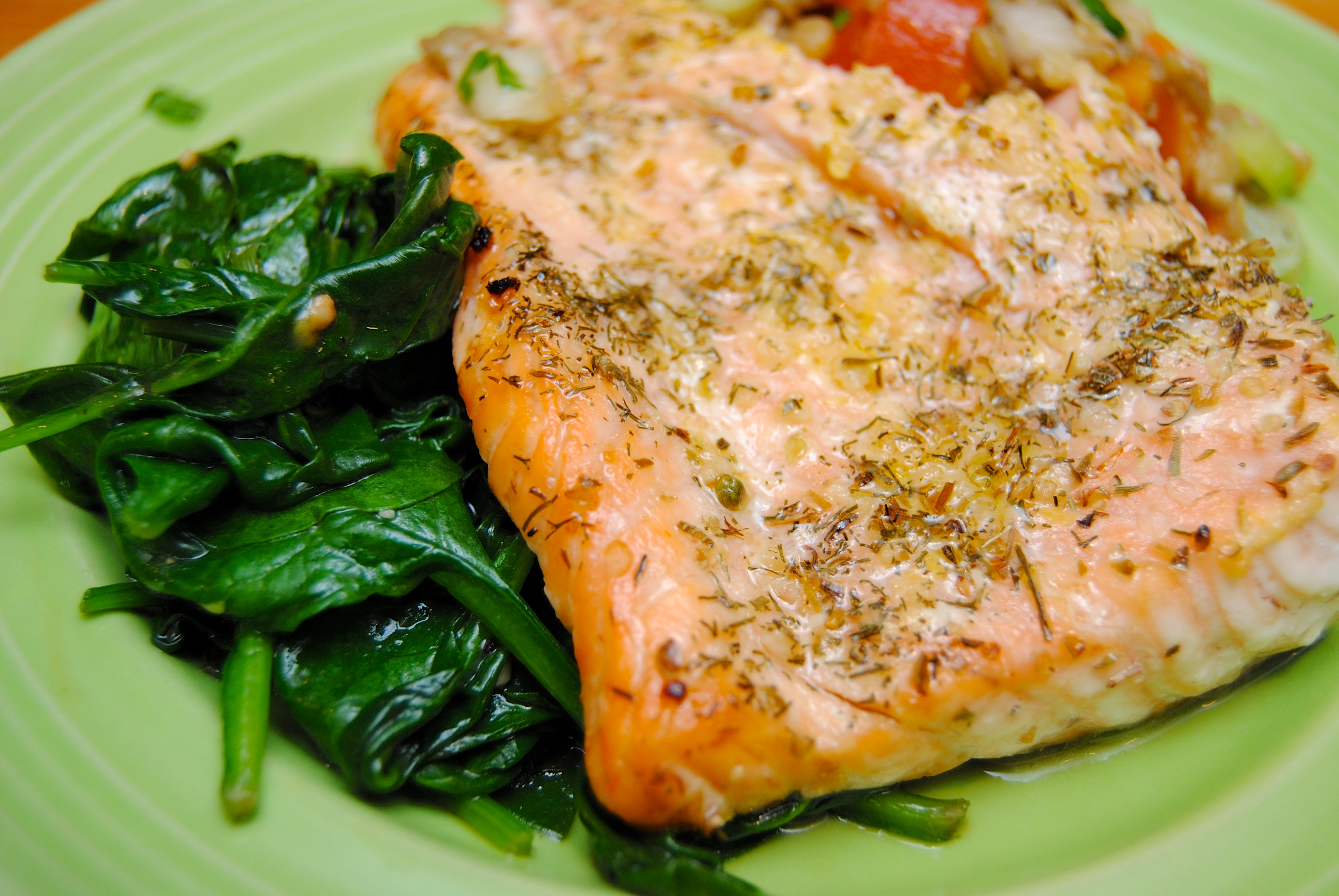 Salmon and Spinach "Sandwich"