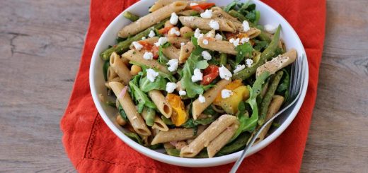 Arugula Salad with Penne, Garbanzo Beans, and Sun Dried Tomatoes