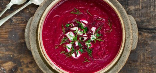Roasted Beet Soup with Feta and Dill