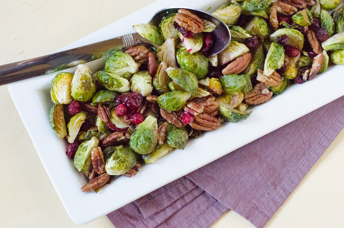 Holiday Brussels Sprouts with Pecans and Cranberries