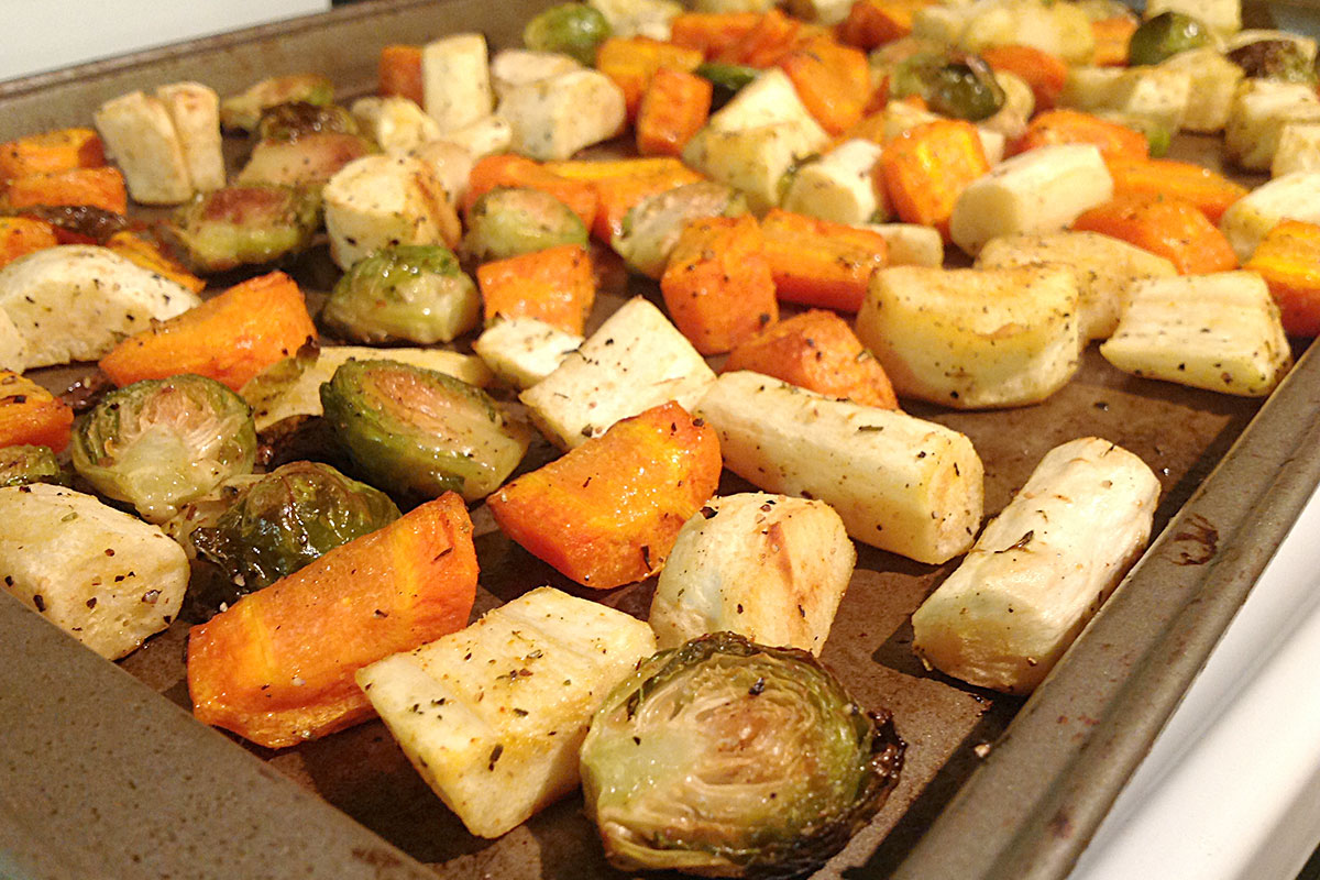 Roasted Potatoes, Carrots, Parsnips, and Brussels Sprouts