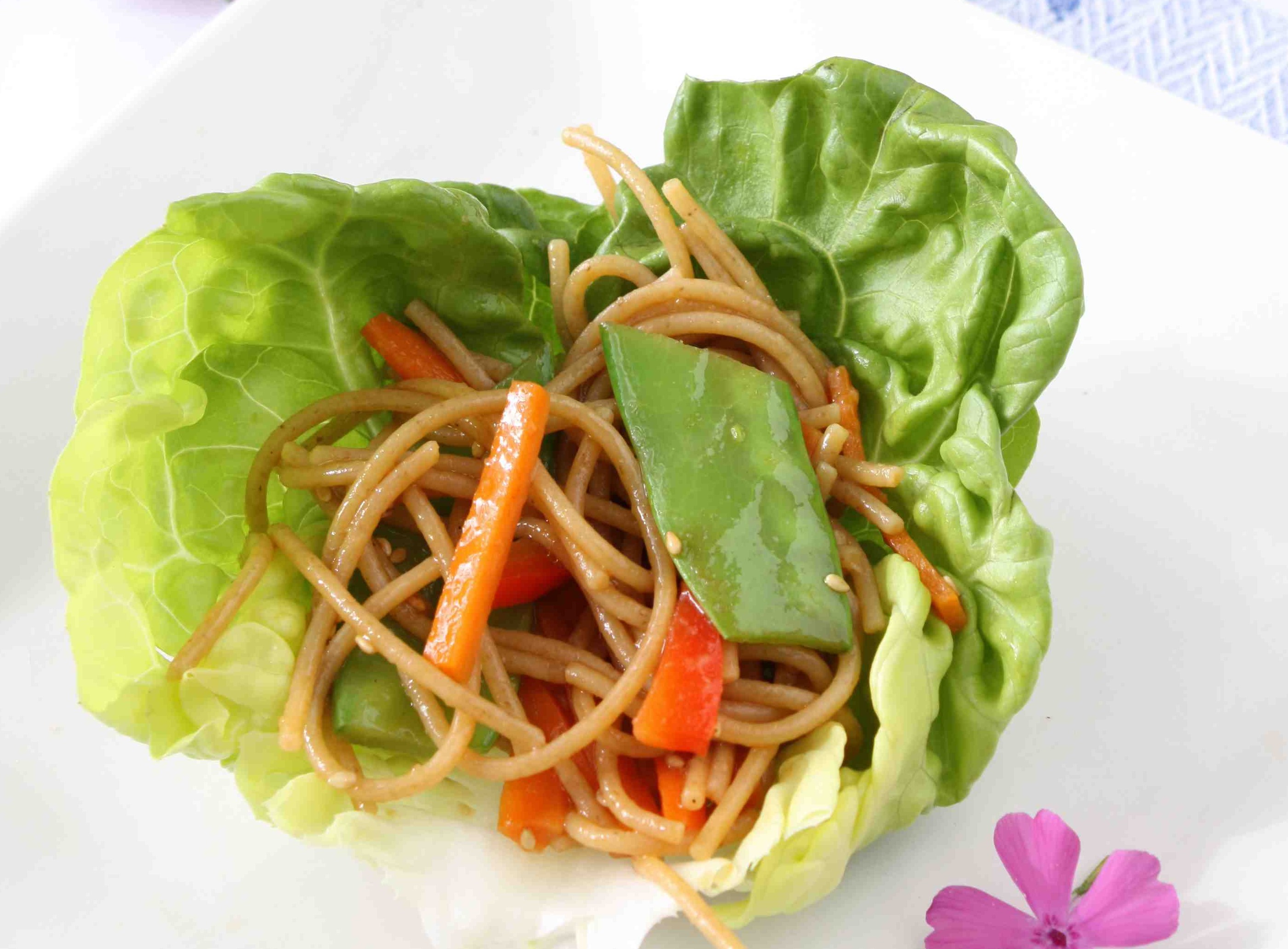 Soba Noodle and Vegetable Lettuce Wraps