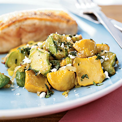 Sautéed Baby Squash with Basil and Feta