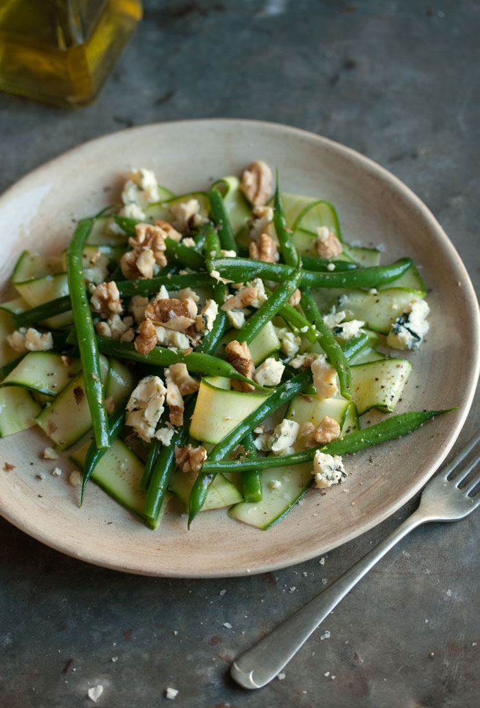 Zucchini, Bean, and Blue Cheese Salad with Walnuts