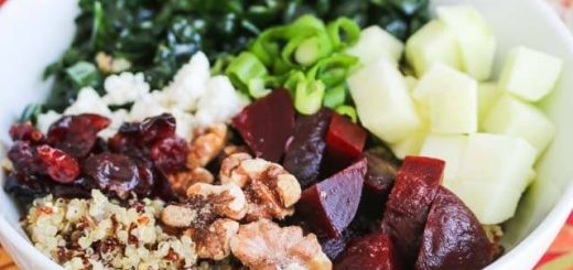 Quinoa Beet Kale Apple Walnut Goat Cheese Salad